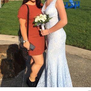 Light blue sparkly prom dress